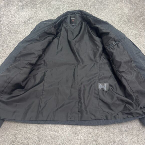 Guess Suit Blazer Jacket Mens Small Black Pinstriped Cotton Blend Single Vented - Picture 3 of 11